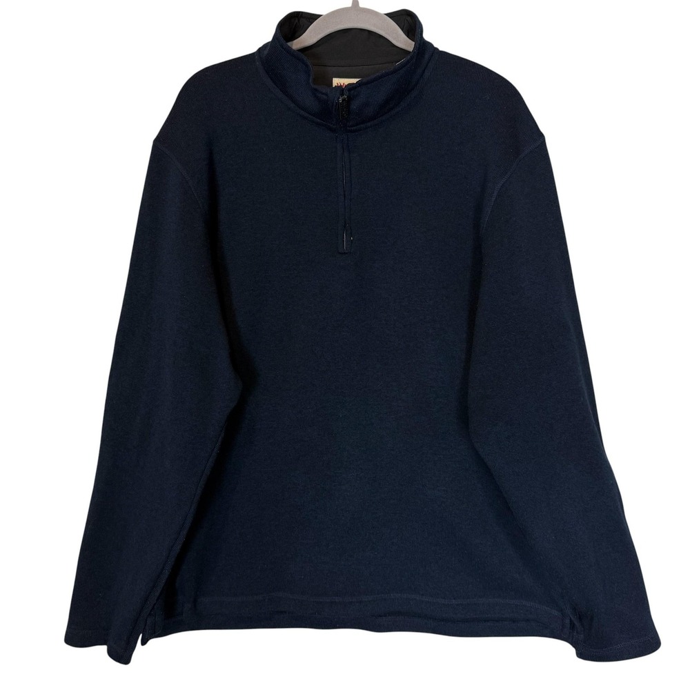 Wrangler Sweatshirt Mens Large Blue 1/4 Zip Fleece Mock Neck Pullover Casual